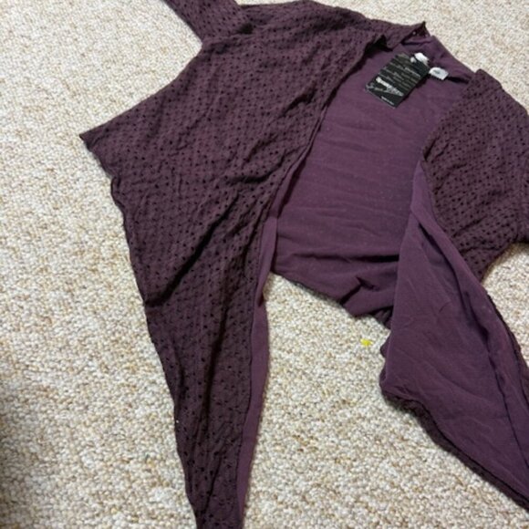 Spazio Italiano Collection Made in Italy Dark Purple Waterfall Cardigan Size XL - Picture 9 of 10